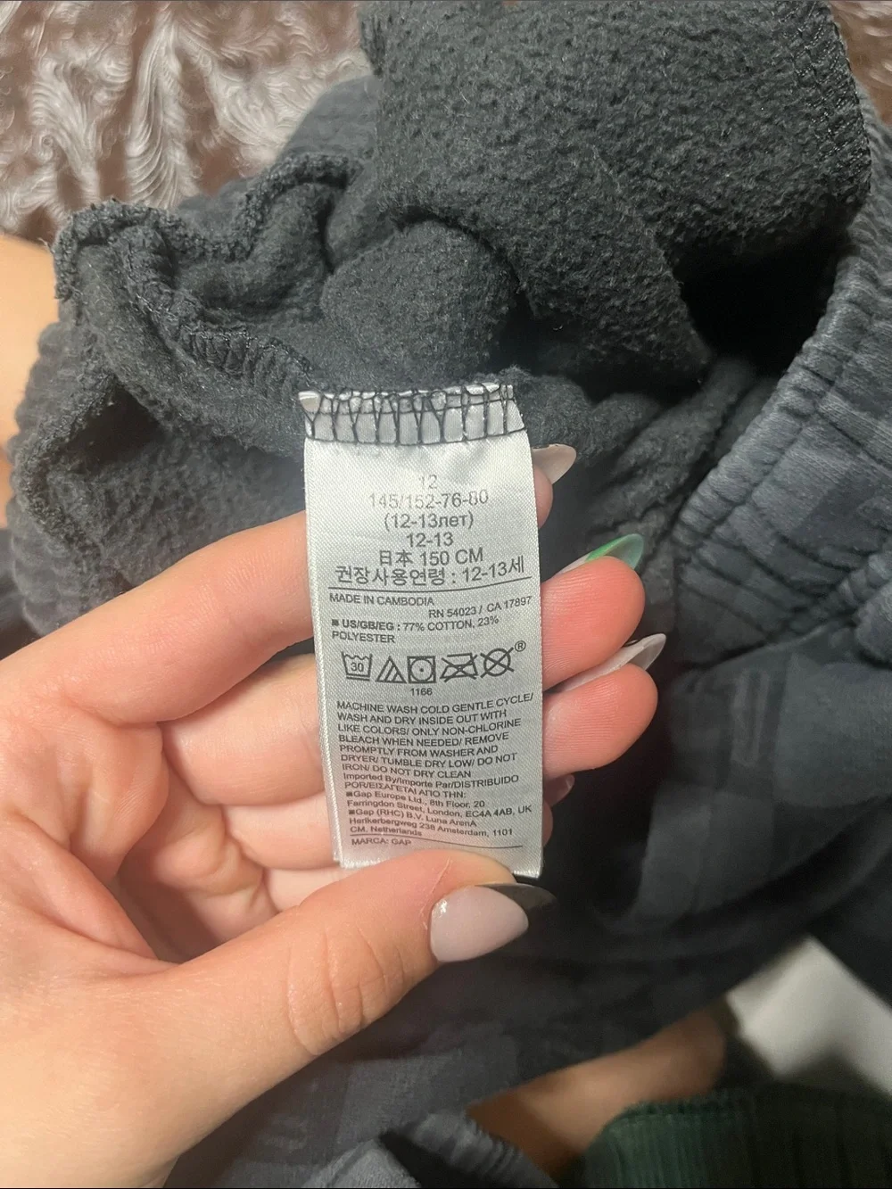 GAP Charcoal Checker Logo Teen’s Joggers